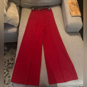 Zara Bold Red Wide-Leg Pants